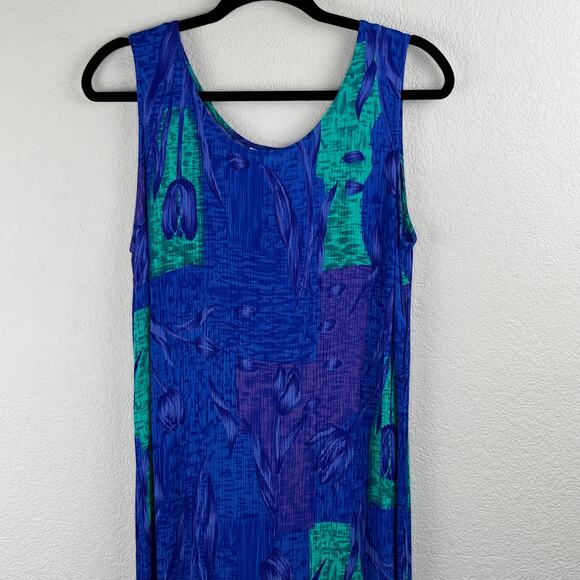 Drapers & Damons Blue Multi Crinkle Floral Sleeveless Midi Shift Dress Plus 14W - Picture 4 of 13